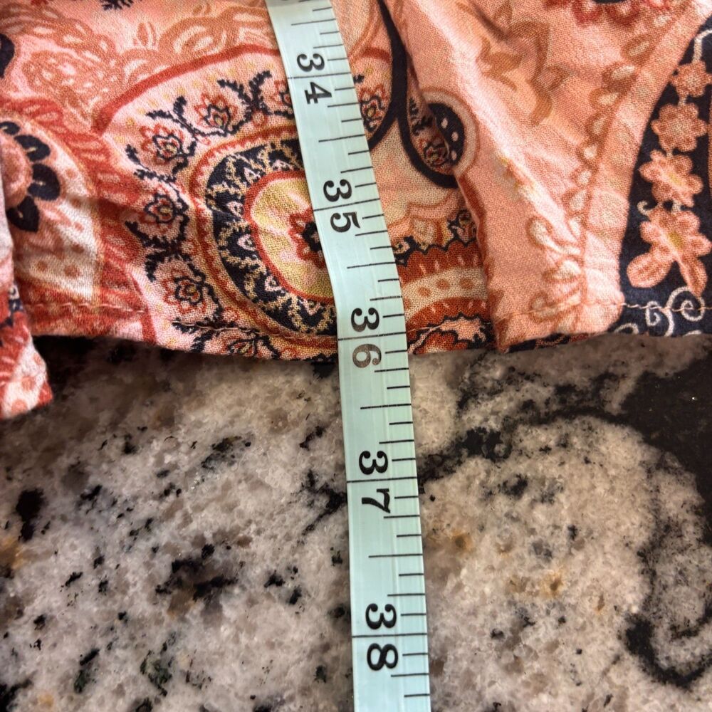 Anthropologie Cady Mock Neck Dress Puff Sleeves Paisley Peach Boho Size Plus 1X - Picture 9 of 10